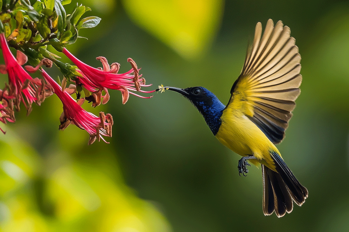 100924_The-vital-role-of-reforestation-in-bird-migration_sunbird eating nectar from flowers_BlogVisual-2