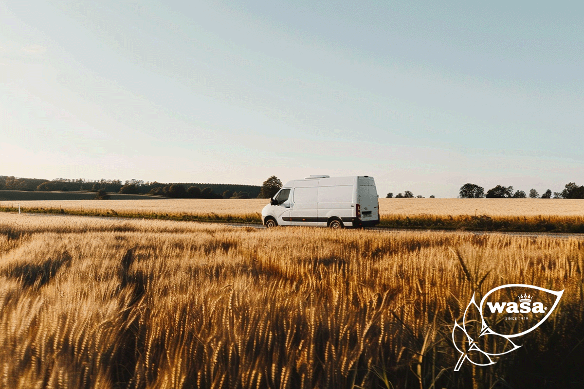 Dutch companies leading the charge in carbon footprint compensation_A delivery vehicle travels along a road passing through grain fields_visual 3