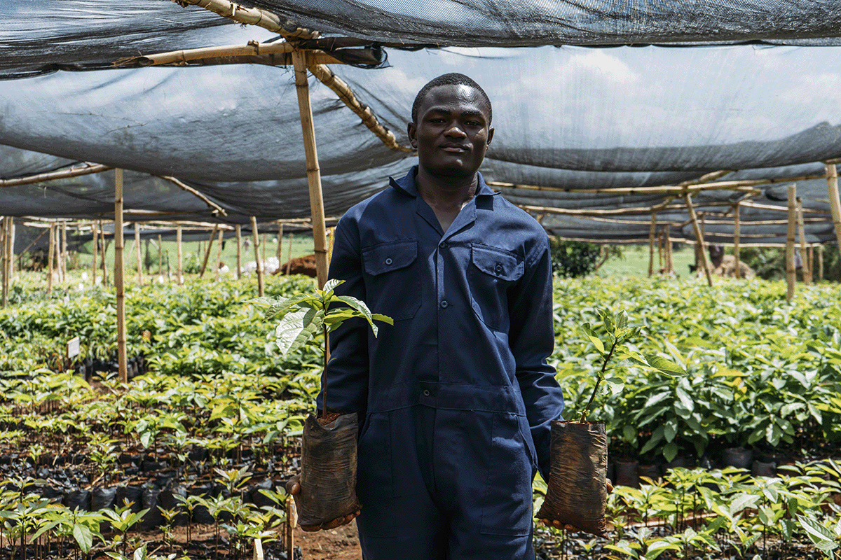 Duurzame kansen voor DGB Group, bedrijven en investeerders_DGB team member in a Kenyan tree nursery_visual 4