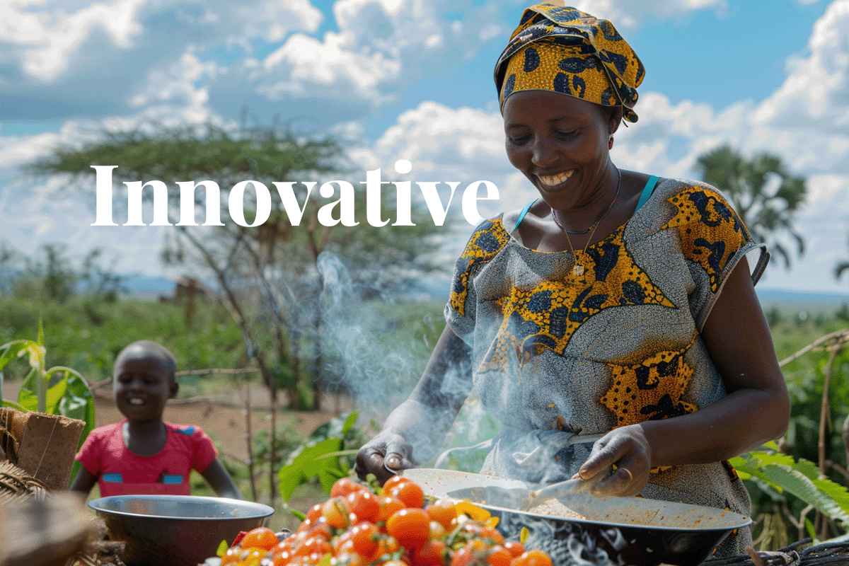 High-integrity carbon credits in Africa launched with innovative cooking solutions_African woman preparing a meal, a kid playing in the background_visual 1
