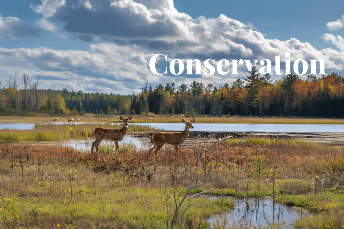 Ontario’s $12.5m boost to conservation_Typical biodiversity landscape of southern Ontario in Canada with White-tailed deers in the foreground_visual 1