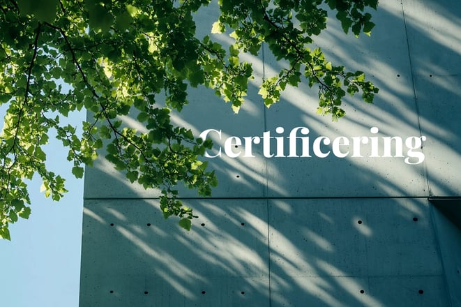 Swiss registry certifies biochar carbon storage in concrete_A modern building with a concrete finish, surrounded by green deciduous trees_visual 1_NL