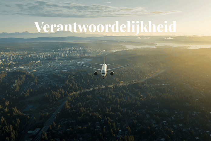 Taylor Swifts Eras Tour_ A deep dive into its carbon footprint and offset strategies_Commercial plane seen from a distance flying over a city_visual 1_NL