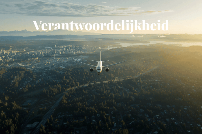 Taylor Swifts Eras Tour_ A deep dive into its carbon footprint and offset strategies_Commercial plane seen from a distance flying over a city_visual 1_NL