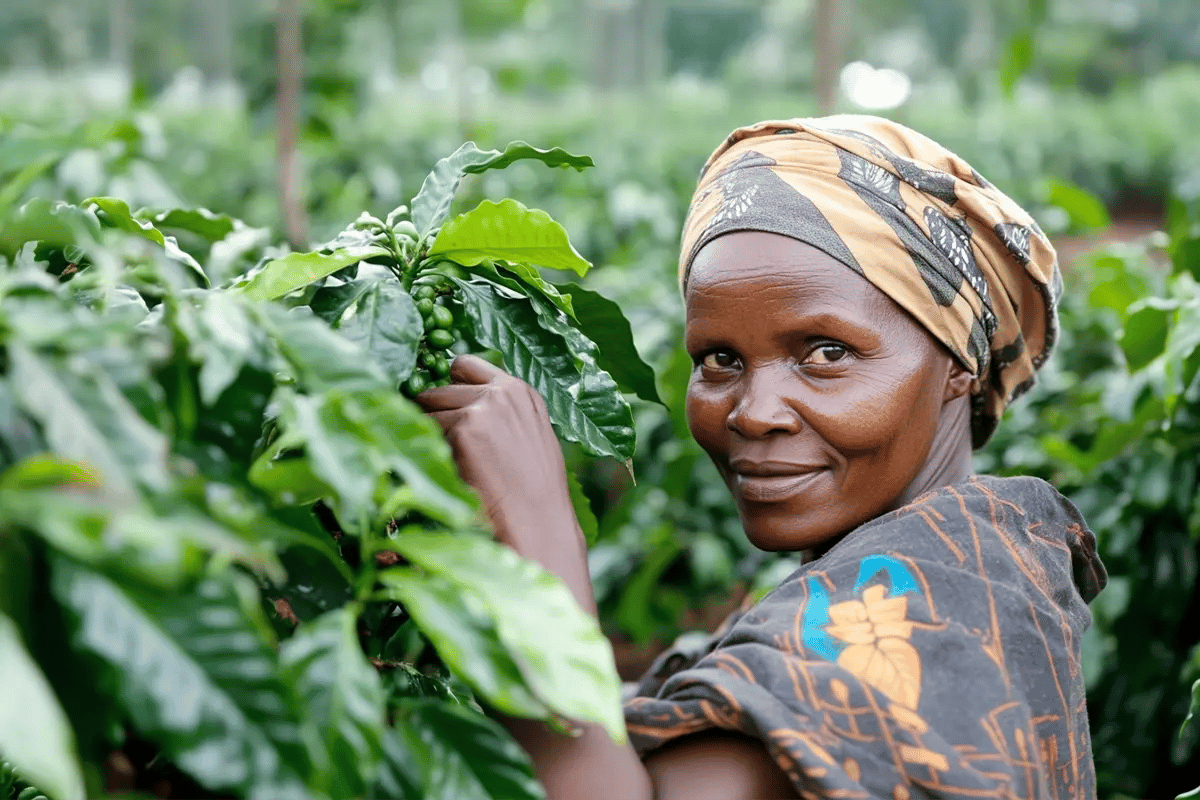 Unlock a green future through sustainable impact investing_A woman working in a coffee field in Africa_visual 3