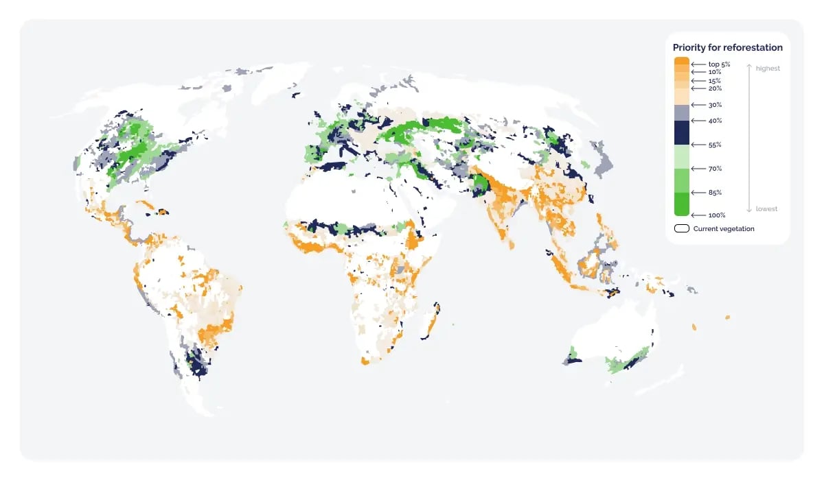 Why we need to restore high-priority areas like Africa_Map showing priority areas for restoration_visual 2